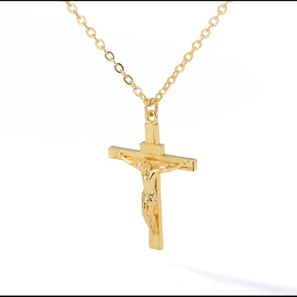 Stainless Steel Gold Jesus Christ Gold On 18” Chain/Necklace